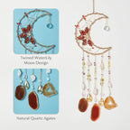 Twined Waterlily Moon Gemstone Agates Dream Catcher 7 Chakras Tree of Life Dream Catcher with Healing Crystal Handmade Dreamcatcher Wall Decor for Adults Boys Girls,Bedroom,Wedding,Garden,Bless Gift