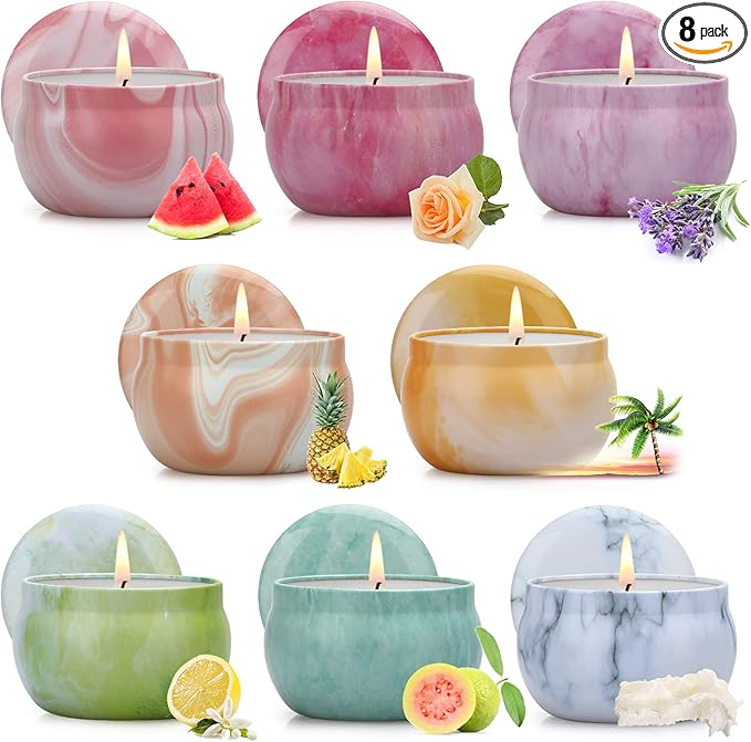 Scented Candles Gifts for Women, 8 Pack Candles for Home Scented, 8% Essential Oil Soy Candle, Stress Relief Gifts for Women, Aromatherapy Candle Set for Birthday, Thanksgiving