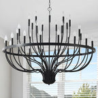 Black Chandelier 36-Light Industrial Iron Candle Chandelier Modern Suspended Farmhouse Chandeliers Pendant Light Fixtures for Dining Room Bedroom Living Room Kitchen Island Foyer E12 Bulb