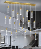 20-Lights Modern Crystal Chandeliers LED Pendant Light for Kitchen Island Dining Room Entrance Foyer Living Room 6000K Gold