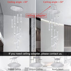 12-Lights Chandelier LED Dimmable Chandeliers for Entryway Flush Mount Ceiling Pendant Light Fixture Crystal Chandeliers for Living Room Chrome Finished Lighting Modern High Ceiling Chandelier