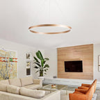 MADEM Room Decor Modern LED Chandelier 1-Ring Circular Dimmable Pendant Light Flush Mount Pendant Lighting for Living Room Dining Room, Bedroom, 31.5'' x 1.38'', 3000K-6000K, Gold