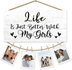Girl Mom Gifts Picture Frame Photo Holder for Wall, Gifts for Mom from Daughter, New Mom Gifts, Grandmas Nana Papa of Granddaughter Gifts, Life is Better with My Girls Hanging Photo Display