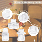 Candlestick Holders Set of 3, Ribbed Glass Taper Candle Holders, Reversible Clear Tealight & Candle Stick Candle Holder Vintage Crystal Tealight Candle Holder for Wedding Dinner Party