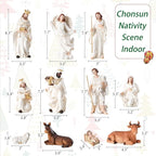 Nativity Set 8.3 Inch 11 PCS Large Christmas Village Nativity Scene Indoor Collectible Bulidings Nativity Sets & Figures Vintage Xmas Holiday Decorations Displays for Room Desktop Decor