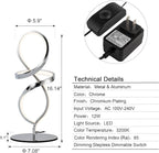 Mayful Modern Table Lamp with LED Spiral Design, Bedside Lamp with Stepless Dimming Switch, Contemporary Nightstand & Chrome Table Lamp for Bedroom, Living Room, Home Office, 12W 3200K Warm White