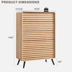 RedLemon 5 Drawers Dresser for Bedroom, 48'' Tall Mid Century Modern Wood Fluted Dresser, Chest of Drawers with Tapered Leg for Bedroom, Living Room, Hallway, Closet,Natural Oak