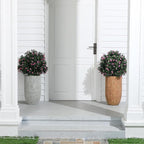 Yunlly Set of 2 Artificial Boxwood Topiary Ball Tree Fake Bushes Shrubs Outdoor Faux Plant with Ground Spike Flowers UV Resistance Greenery for Front Porch Garden Patio Indoor(Pink,27x18inch)