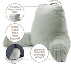 Nestl Reading Pillow Large Bed Pillow, Back Pillow for Sitting in Bed Shredded Memory Foam Chair Pillow, Reading & Bed Rest Pillows Sage Green Back Pillow for Bed, Bed Chair Arm Pillow with Pockets