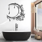 Jogwenu Moon Floral Metal Wall Decor, Moon Metal Wall Decor, Celestial Wall Art, Boho Wall Art, Floral Wall Hanging, Boho Room Decoration, Living Room Bedroom Wall Hanging (Silver, 39"x39"|100x100cm)