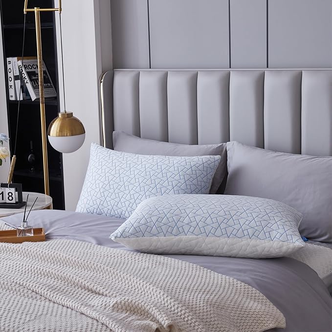 Pillows King Size Set of 1- King Size Bed Pillows for Sleeping - Adjustable Shredded Memory Foam King Pillows for Back, Stomach and Side Sleeper