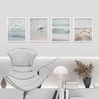 SIGNWIN Framed White Nautical Ocean Sea Beach Grass Seagull Wall Art, Set of 4 Landscape Colorful Wall Decor Prints, Nature Wilderness Wall Décor for Living Room, Bedroom - 11"x14" White
