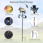 VCUTEKA Solar Lights Outdoor Metal Garden Stake Waterproof Crackle Glass Globe Garden Decor Butterfly for Pathway, Lawn, Patio, Yard