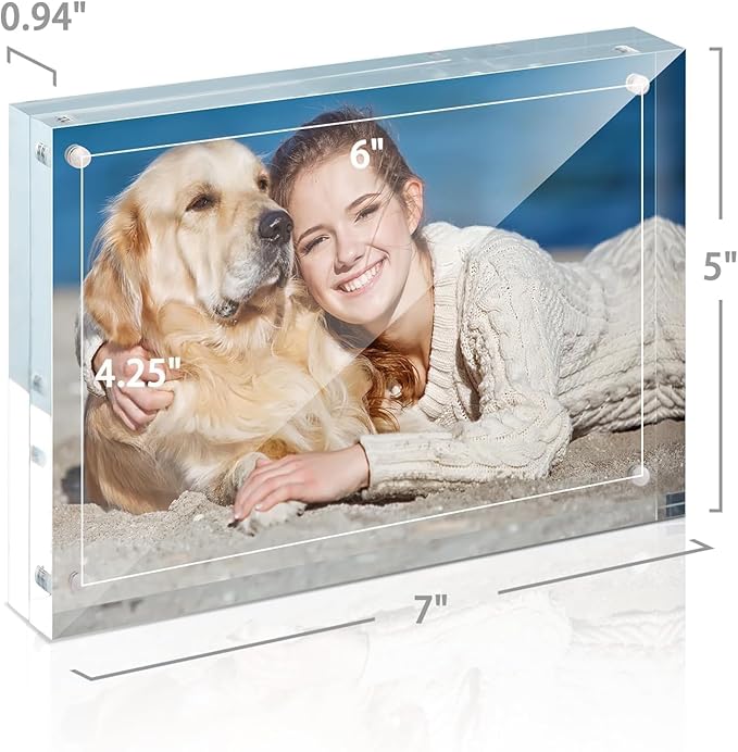 TWING 5x7 Acrylic Frame,75 Cases (20 Pack/Case) Pallet Package for Small Business,12+12MM Thicker Double Sided Acrylic Frame,Freestanding Clear Picture Frame for Desktop Display