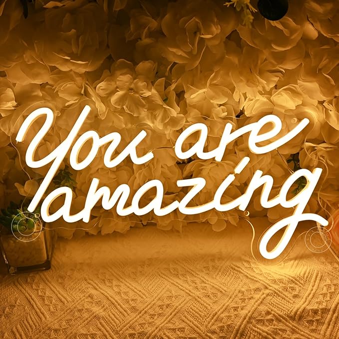 SYLHOME You Are Amazing Led Neon Light Sign Girls Bedroom Kids Room Wall Decor Sign Wedding Birthday Christmas Graduation Party Sign Student USB 15.75" X 8.94" Warm