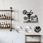 Happy Hour Metal Bar Sign - Personalized Wine Wall Art, Rustic Home Bar Decor, Custom Cocktail & Wine Themed Metal Signs for Indoor/Outdoor - MADE IN USA