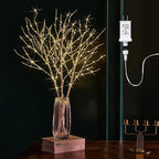 Fudios Lighted Branches 150 LED Fairy Lights with Timer 32in Plug in, Electric Lit White Birch Twigs for Vase Christmas Inside Outside Decor 1 Set