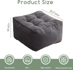 HIGOGOGO Square Stuffed Pouf Ottoman, Corduroy Poufs with Foam Chunk Filling, Furry and Fluffy Pouf Foot Stool Storage Ottoman, 21 X 21 Floor Poufs Foot Rest for Living Room, Dark Grey