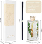 Flower Reed Diffuser Set, 5 oz Cashmere Vanilla Scent Diffuser with Sticks, Home Fragrance Scented Oil Reed Diffusers for Home, Bathroom, Decor & Gift