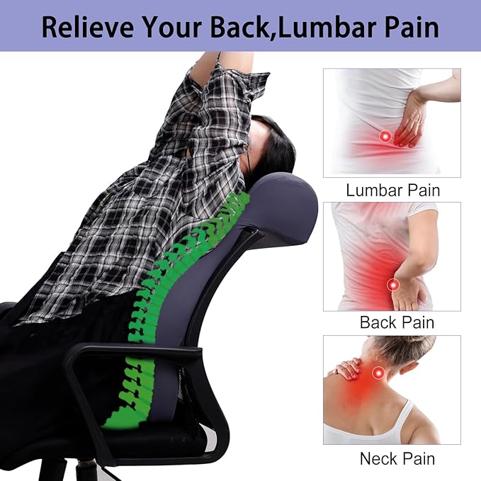 Lumbar Support Pillow for Office Chair - Memory Foam Back Support Pillow with Air Pump for Reducing Lower Back Pain, Adjustable Backrest for Office Chair/Desk Chair, Improve Posture