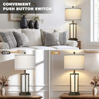 27in Tall Farmhouse Table Lamp Set of 2 with USB C+A & Outlet,Bronze Industrial End Table Lamp for Living Room,Vintage Rustic Bedside Lamps with Night Light for Bedroom Nightstand,Bronze