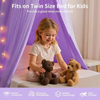 Bed Canopy with Star Lights, Double Layer Bed Canopy for Girls, Princess Canopy Bed Curtain for Twin Bed, Breathable Kids Dreamy Play Tent Castle Reading Nook, Machine Washable, 26''x125'' - Pruple