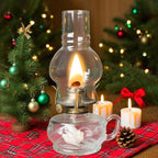 Large Rustic Kerosene Lamp Lantern Chamber Antique Oil Lamps for Indoor Use Home Decor Lighting Vintage Glass Clear (Bronze)