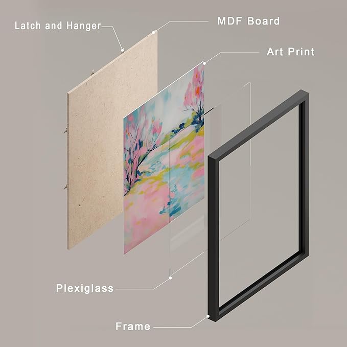 SIGNWIN Framed Vibrant Landscape and Pineapple Colorful Preppy Room Decor Pink Decor Digital Art Modern Art Decorative Multicolor Scenic for Bedroom - 12"x16"x4 Black