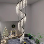 Black Chandeliers for Living Room 38-Lights Modern Crystal Light Extra Large Chandelier Light Fixture Entryway Foyer High Ceiling Chandelier Lighting with Sloping Ceiling