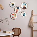 Qunclay 5 Pcs Wall Art Decor Wooden Living Room Wall Decor Bohemian Hanging Farmhouse Geometric 10'' and 8'' Aesthetic Wood Minimalist Posters for Bedroom(Geometry)