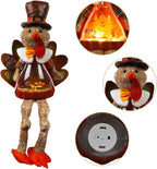 Lighted Christmas Doll, Plush Light Up Christmas Doll Toy Holiday Present, Battery Operated Xmas Gifts Winter Mantle Tabletop Decor (Brown Thanksgiving Turkey 16in)