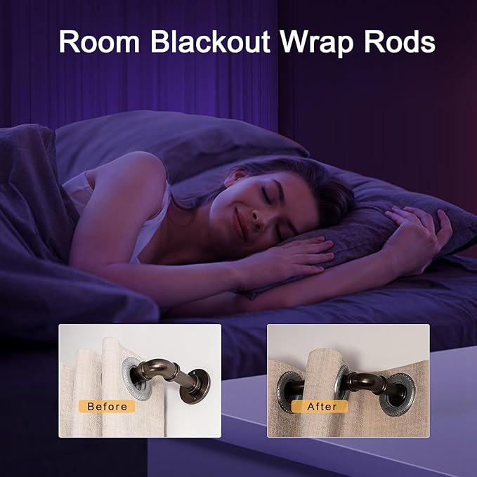 Industrial Curtain Rods 18 to 120 in,Wrap Around Rods, Adjustable Curtain Pole,1 in Diameter Pipe Wall or Ceiling Mounted,for Living Room(Brushed Crimson Black18” to 120”)