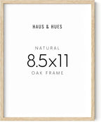 HAUS AND HUES Beige Oak Wood 8.5x11 Picture Frame - Modern Wood Wall Art Display - Lightweight 12x16 Frame for Certificates, Art Prints, Photos, Posters - Ready-to-Hang Vertically & Horizontally
