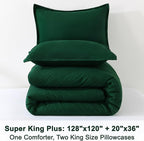 Litanika Oversized King Comforters Emerald Green Super King Plus Size, 3 Pieces Lightweight Solid Bedding Comforter Set, All Season Fluffy Bed Set (128x120In Comforter & 2 Pillowcases)