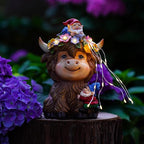 Solar Highland Cow Outdoor Statues for Garden: Outside Decor with Funny Gnomes Clearance for Yard Art Lawn Ornaments Porch Patio Balcony Home House - Birthday Gifts for Grandma Mom Women(Cow Gnome)