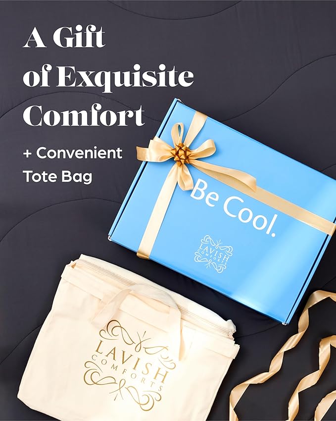 Cooling Comforter Blanket for Hot Sleepers, Full/Queen Soft Cooling Blanket, Double-Sided Cool Bedding for Night Sweats, All-Season Breathable Lightweight Comforter w/Premium Gift Box 90''x90'' Grey