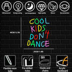 Cool Kids Don't Dance Neon Sign for Wall Decor, Cool Kids Letter Neon Light Wall Art, Dimmable Colorful Classroom LED Light Up Sign for Bedroom, Library, Classroom, Bookstore