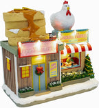 Chicken and Waffles Restaurant Themed LED Lights Animated Christmas Village with Motion and Sound 10" x 6" x 10"