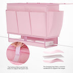 Bedside Caddy, Bed Organizer with 11 Pockets and Power Strip Holder, Versatile Bedside Storage Caddy for Home,Dorm,Bunk,Hospital,Crib Bed (2 Pack Pink)