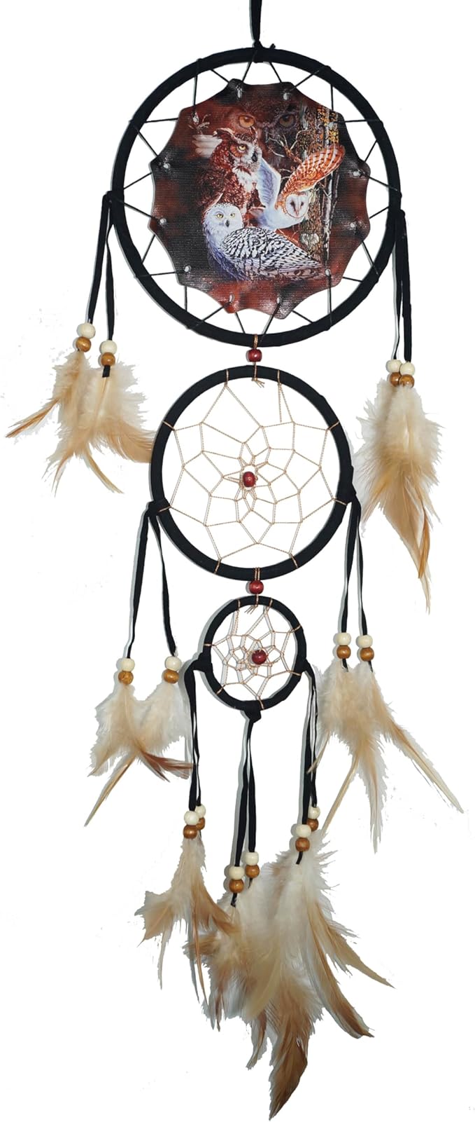 Remorelt Wolf Eagle Bear Dream Catcher Bedroom Wall Decor, Christmas Home Decoration, Room Accessory, White Moon Feather Decoration - Unique Home Craft Wall Pendant (DC22 6inch Owl)
