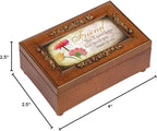Cottage Garden Friend Woodgrain Embossed Petite Rose Music Box Plays What Friends are for