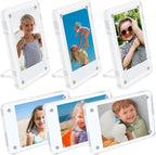 6 Pack Acrylic Magnetic Picture Frames 2x3, Refrigerator and Desktop Photo Frames Combine, Vertical and Horizontal Clear Display Compatible with Fujifilm Instax Mini for Fridge/Table/Locker