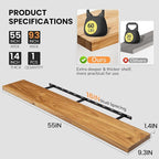 Fun Memories Floating Shelves for Wall, 55"x9.3" Rustic Solid Elm Wood Shelves, Heavy-Duty Wall Mounted Shelves with Invisible Brackets for Living Room, Bedroom, Kitchen, Natural Finish