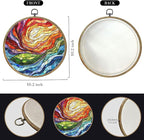 Colorful Boho Rainbow Geometric Spiral Sun Art Gift Framed Round Wall Decor Canvas Wall Art Hanging Prints Artwork for Home Office Bathroom Bedroom Living Room Decorations 10.2X10.2 Inch