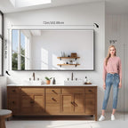 YIROMAN Bathroom Mirror 72"x36", Large Brushed Gold Bathroom Mirror for Over Sink with Aluminum Frame, Rectangular Vanity Mirror with Right Angle, Wall Mirror Hangs Horizontal or Vertical