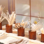 Amber Glass Cylinder Vases for Centerpieces, Set of 6 Small Vases for Flowers, Ribbed Flower Vases Fall Wedding Table Decor for Hurricane Floating Candle Holder, Bud Vases for Home Party Decor, 4"