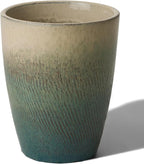 Emissary Bullet 9.5 in. Bayside Green Ceramic Round Planter (9.5 in. L x 9.5 in. W x 12 in. H) with Drainage Hole