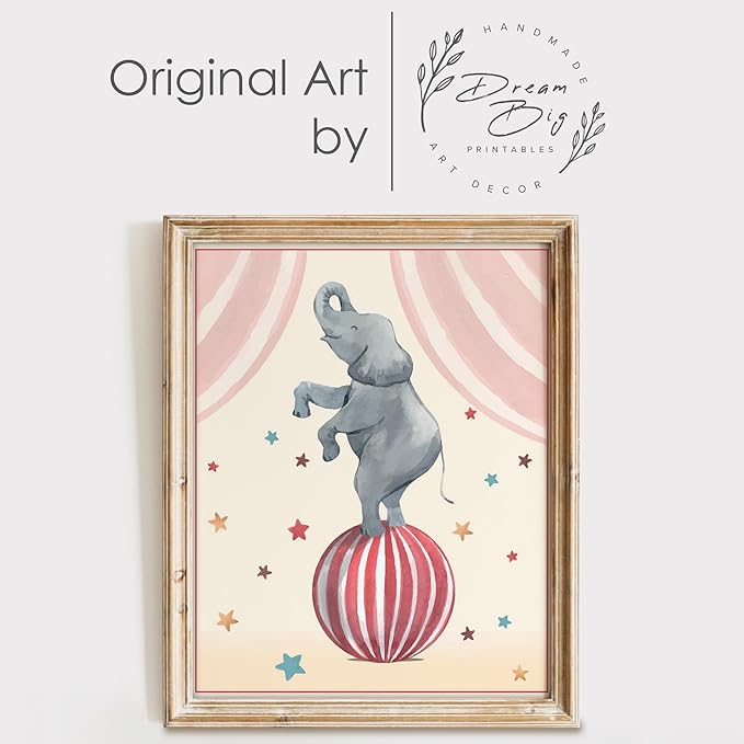 Circus Nursery Wall Art Prints (Set of 3) - Unframed - 8x10s | Delightful and Colorful Unframed 8x10 Inches Prints | Wall Art for Kids | Kids Room Décor | Classroom Décor | Bedroom Wall Décor