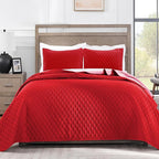 Exclusivo Mezcla Reversible Twin Quilt Bedding Set with Pillow Sham, Lightweight Quilts Twin Size, Soft Bedspreads Bed Coverlets for All Seasons - (Red, 68"x88")