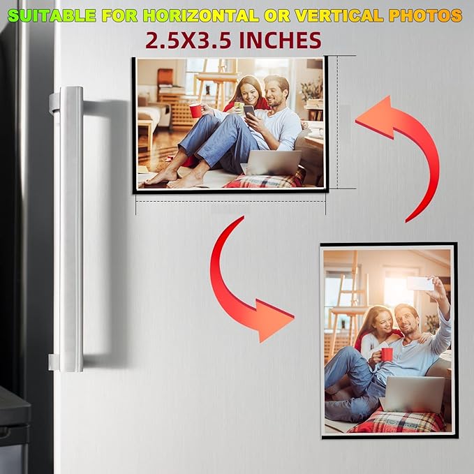 Magnetic Picture Frame 2.5X3.5,Black 10 Pieces,Wallet Size Photo Magnets Sleeves for Refrigerator